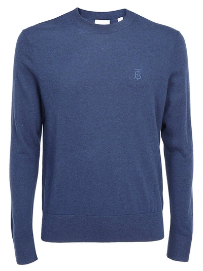 Burberry Logo Motif Knit Sweater In Blue