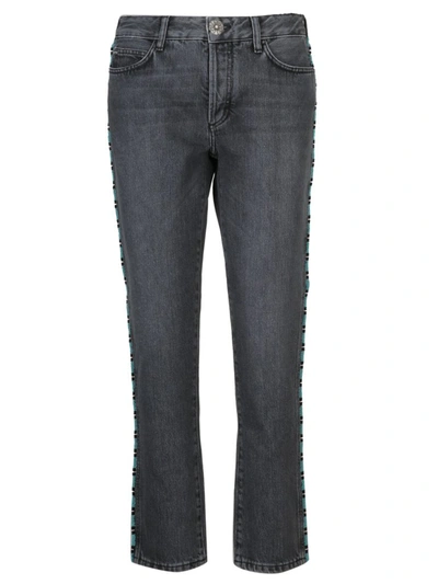 Alanui Beaded Cropped Jeans In Grey