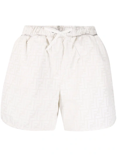 Fendi Ff-print Drawstring Shorts In White