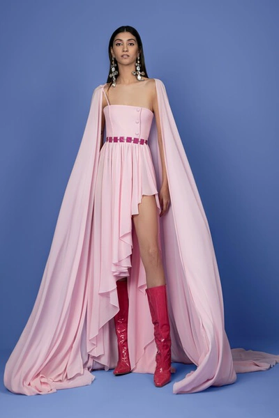 Georges Hobeika Georgette Dress With Cape