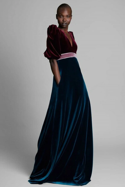 Greta Constantine Lilac Short Sleeve Velvet Gown