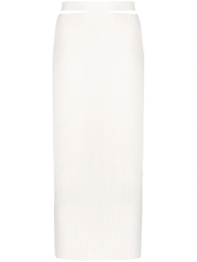 Adamo Long Knitted Cut-out Skirt In White