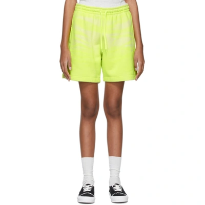 Alexander Wang Unisex Garment Dye Cotton Sweat Shorts In Neon Celandine