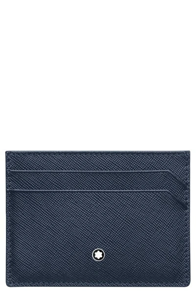Montblanc Sartorial 5-pocket Leather Card Holder In Blue