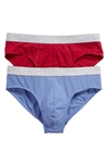 Hanro Cotton Essentials 2-pack Briefs In Bayberry Spice/ Blue