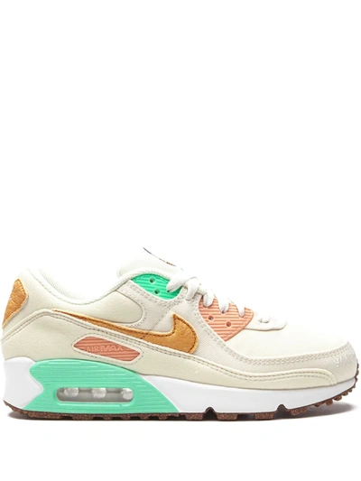 Nike Sneaker Air Max 90 Lx Sneaker In Coconut Milk,green Glow,light Bone,metallic Gold