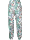 Tory Burch Womens Hibiscis Floral-print Tapered High-rise Cotton Trousers L