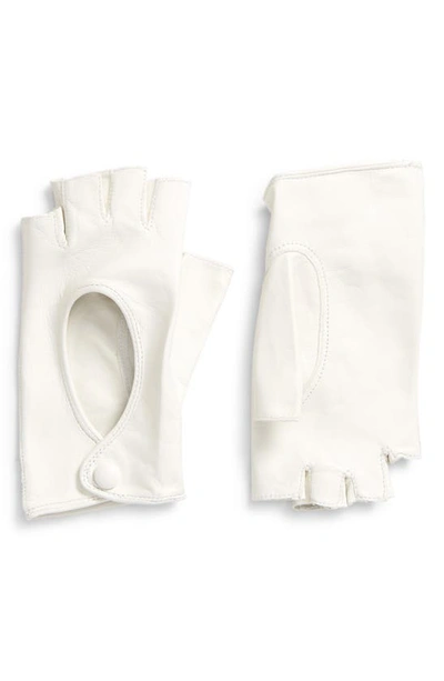 Seymoure Fingerless Leather Gloves In White