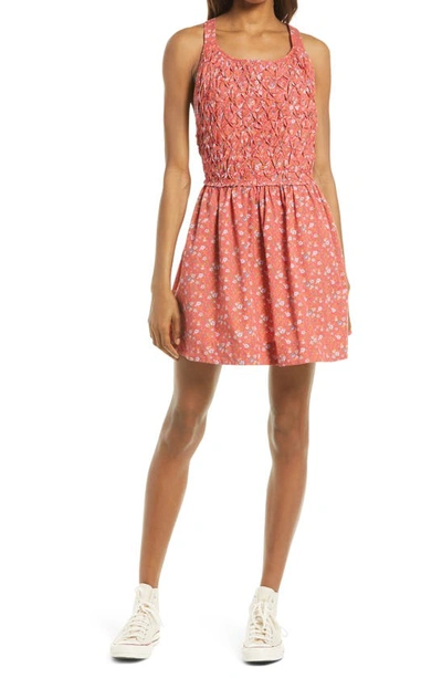 Free People Petunia Backless Mini Dress In Ditsy Floral Print-red | ModeSens