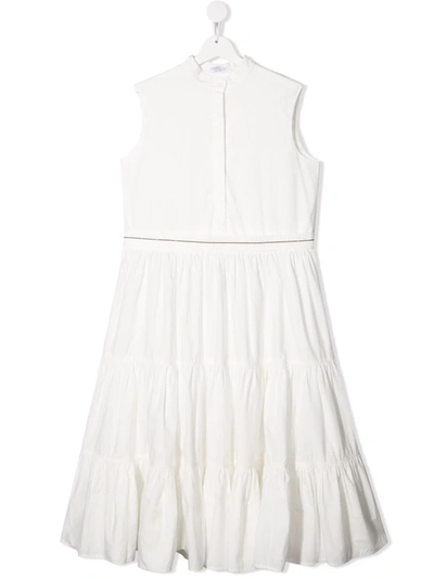 Brunello Cucinelli Teen Monili Chain-embellished Cotton Dress In White