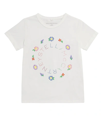Stella Mccartney Kids' Girl's Floral Logo Short-sleeve Shirt In White