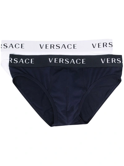 Versace Logo裤腰二件式三角裤 In White