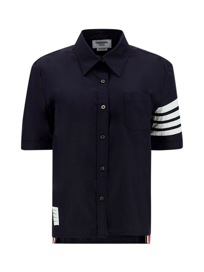 Thom Browne Logo Plaque Shirt In Blue