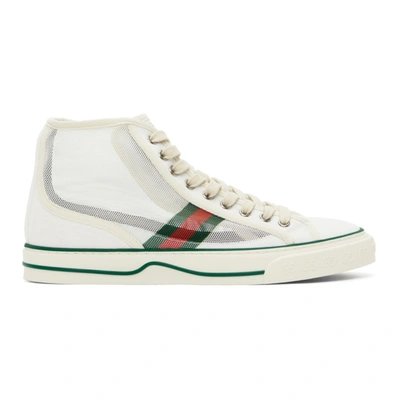 Gucci 1977 Sylvie Web High-top Sneakers In Green/ White