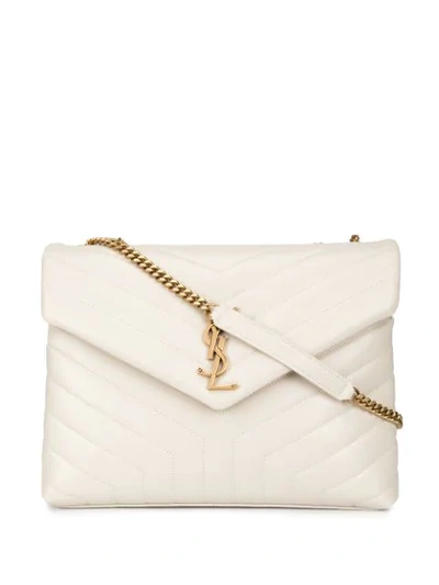 Saint Laurent Medium Loulou Quilted Shoulder Bag In White