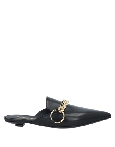 Burberry Emily Acate Chain Embellished Leather Mule In Black