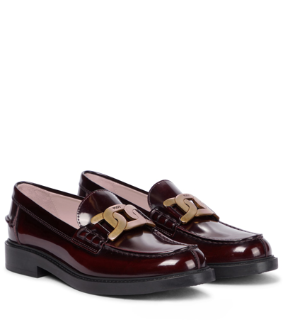Tod's Catena Classic Leather Loafers In Burgundy