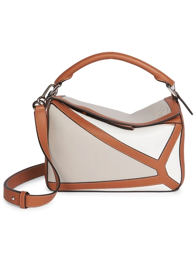 Loewe Small Puzzle Leather Bag In Neutral