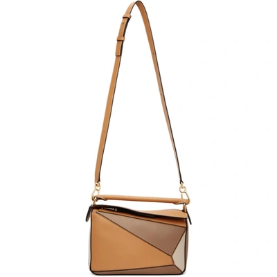 Loewe Puzzle Small Color-block Leather Shoulder Bag In Brown