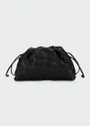 Bottega Veneta 'mini Pouch' Intrecciato Leather Drawstring Clutch In Black/silver