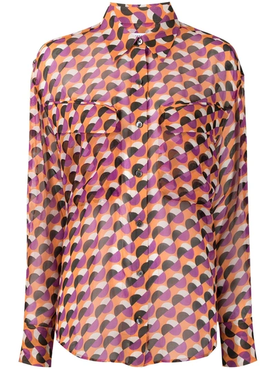 Equipment Women's Nanine Geometric Silk Shirt In Tangerine Multi
