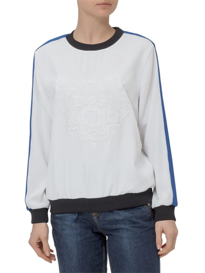 Kenzo Tiger Striped Sleeve Sweater In White