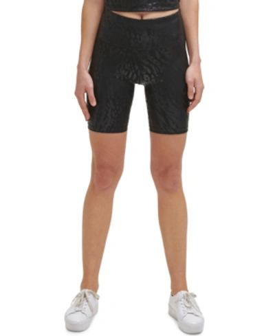 Calvin Klein Performance Logo Stripe High-waist Bike Shorts In Black