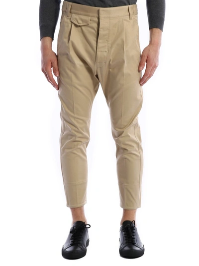 Dsquared2 Straight Leg Cropped Trousers In Beige