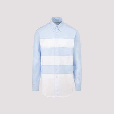 Marni Oxford Button Down Striped Shirt In Blue