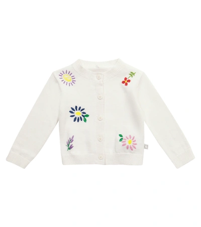 Stella Mccartney Ivory Cardigan For Babykids With Flowers In White