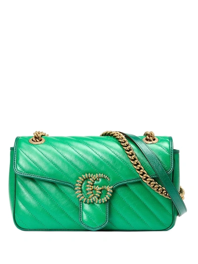 Gucci Small Gg Marmont Matelassè Leather Bag In Green