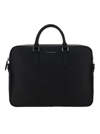 Ermenegildo Zegna Leather Briefcase In Black