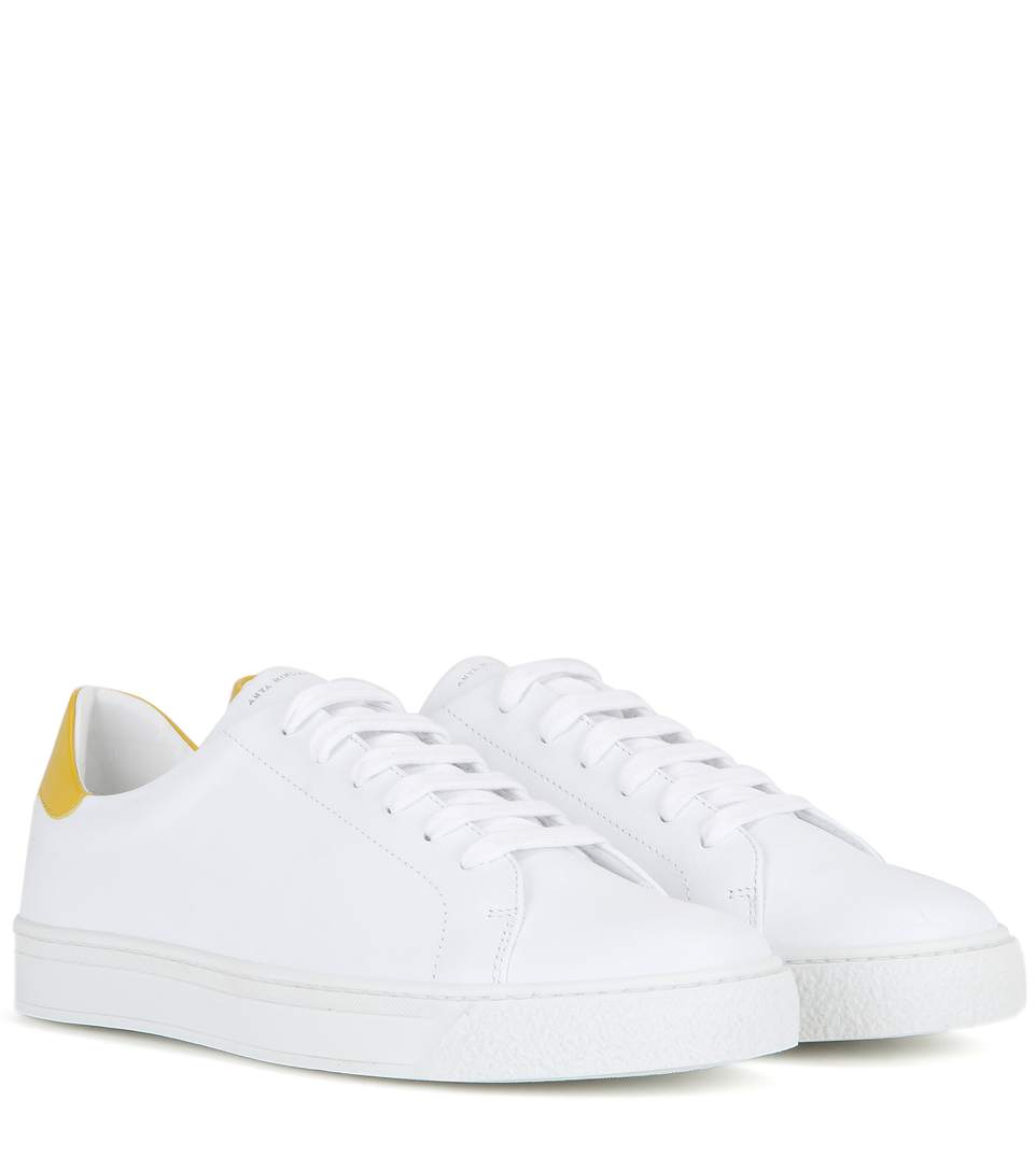 Anya Hindmarch Smiley Wink Leather Sneakers In White | ModeSens