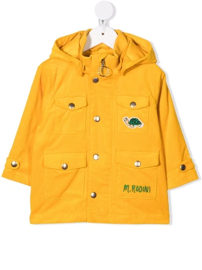 Mini Rodini Kids' Turtle-patch Corduroy Jacket In Yellow