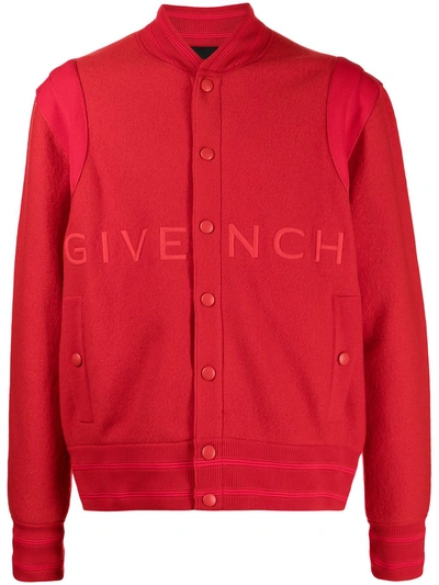 Givenchy Men's Logo-embroidered Bomber Jacket In Red