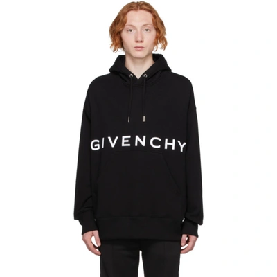 Givenchy Logo-embroidered Cotton-jersey Hooded Sweatshirt In Black