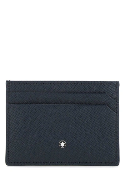 Montblanc Leather Sartorial Card Holder In Navy