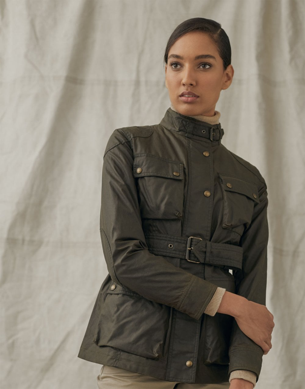Belstaff Trialmaster Wax Belted Jacket 8, Colour: Faded Olive In Verde |  ModeSens