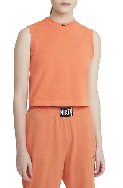 Nike Sportswear Women's Washed Tank Top In Atomic Orange/black