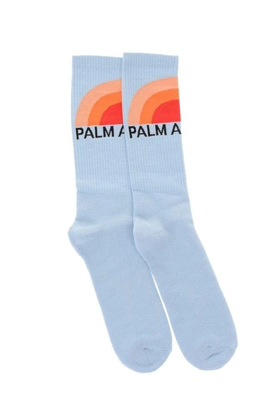 Palm Angels Men's Light Blue Cotton Socks