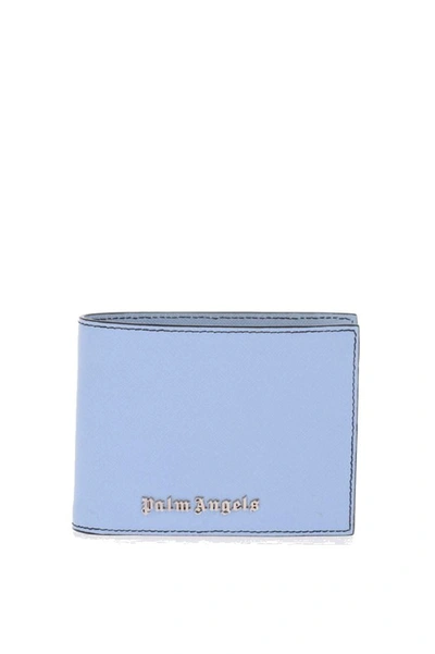 Palm Angels Men's Light Blue Leather Wallet