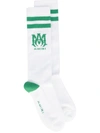 Amiri Men's Ribbed Logo Striped Socks In Tennis Green