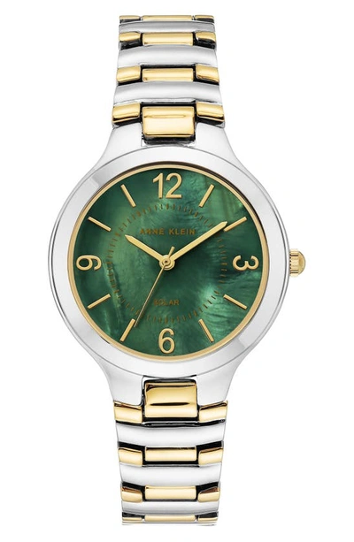 Anne Klein Considered Solar Power Bracelet Watch, 32.5mm In Green Dial