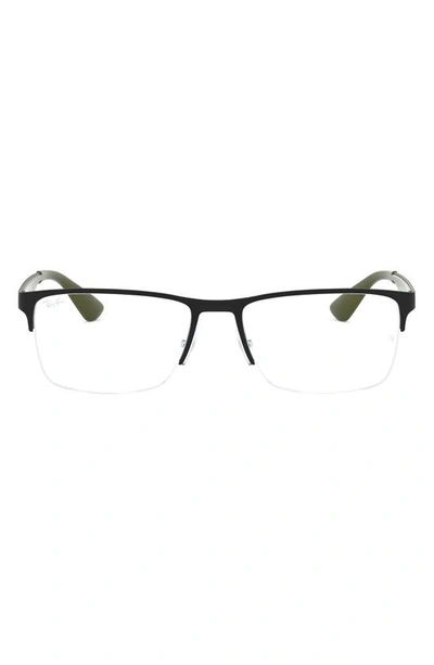 Ray Ban 54mm Semi Rimless Rectangular Optical Glasses In Black