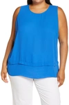 Vince Camuto Plus Size Sleeveless Double Layer Blouse In Santorini Blue