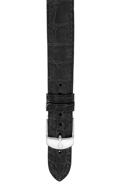 Michele 16mm Alligator Watch Strap In Black