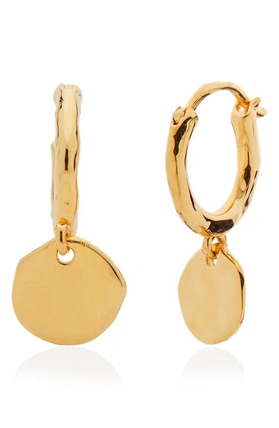 Monica Vinader Gold Plated Vermeil Silver Siren Muse Mini Drop Huggie Hoop Earrings In Yellow Gold