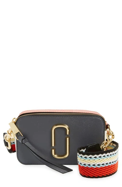 The Marc Jacobs The Snapshot Leather Crossbody Bag In Cylinder Grey Multi
