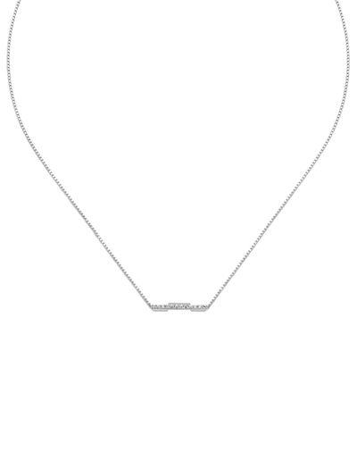 Gucci 18kt White Gold Link To Love Diamond Bar Necklace In D.13 18k White Gold