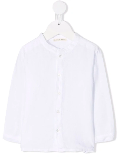Babe And Tess Babies' Chenille-texture Band-collar Shirt In White